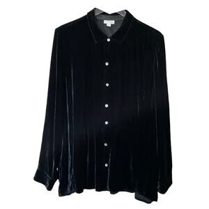 J.Jill Black Velvet Button Down Shirt Blouse (M)